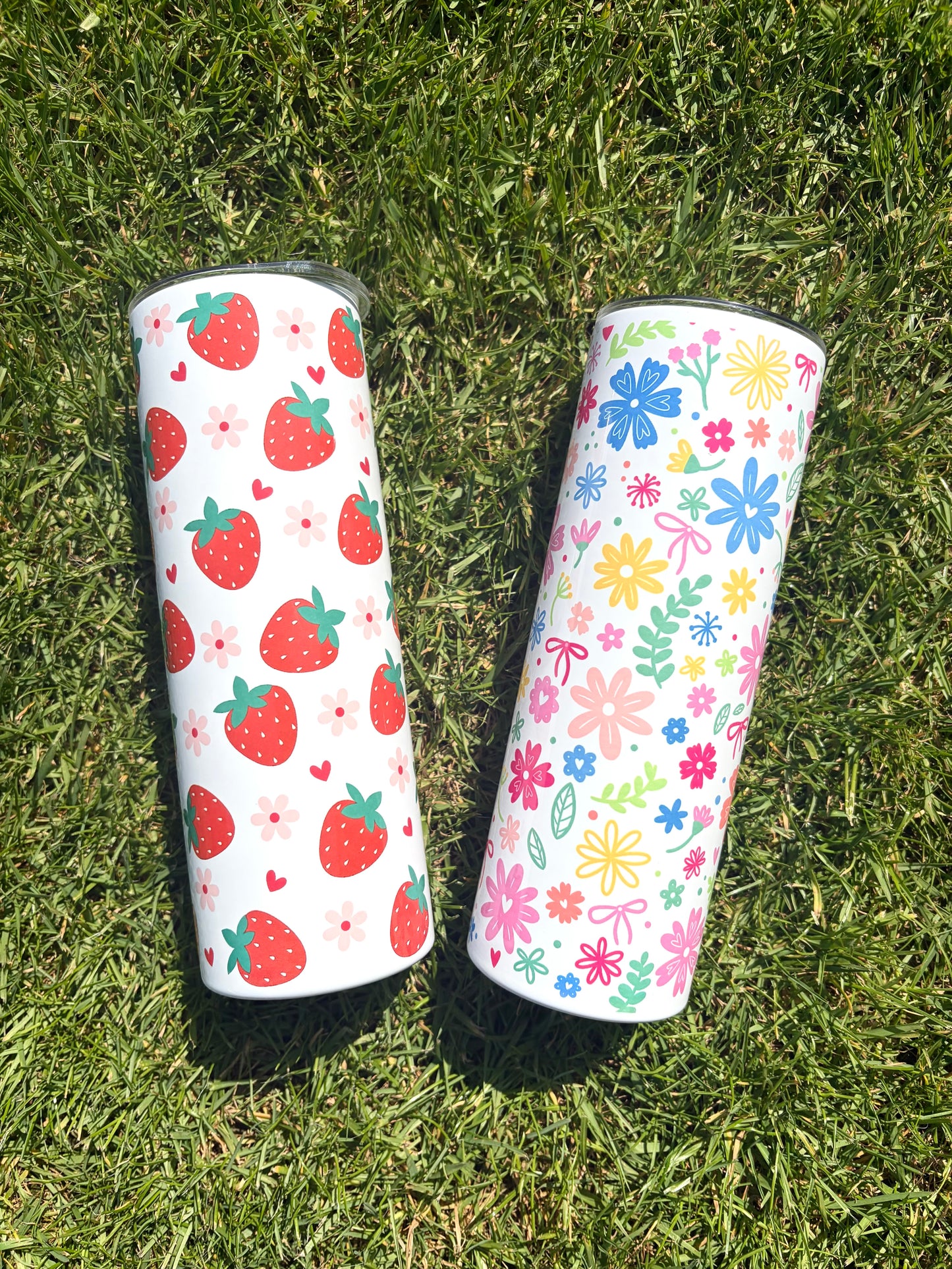 Floral 20oz Metal Tumbler with Lid & Straw | Hot & Cold Insulated