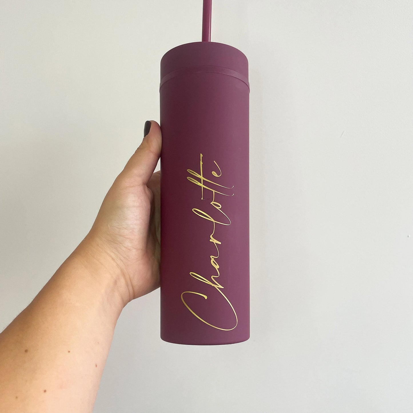 16oz Personalised Skinny Tumbler - Reusable Cup with Straw