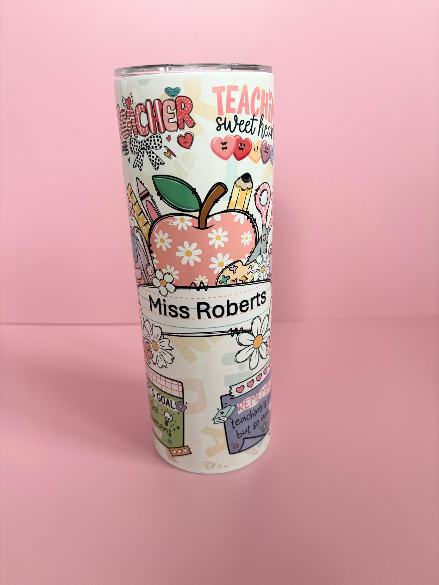 Personalised Teacher Tumbler 20oz - Custom Stainless Steel Travel Mug with Lid