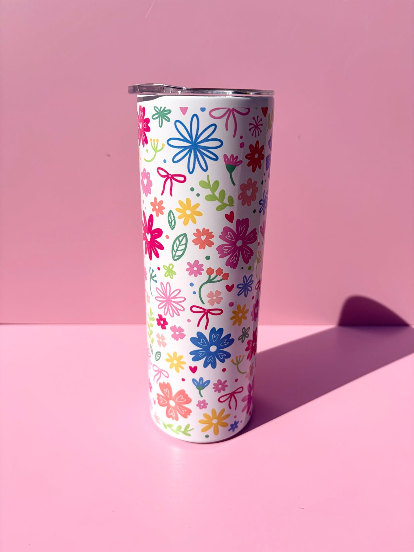 Floral 20oz Metal Tumbler with Lid & Straw | Hot & Cold Insulated