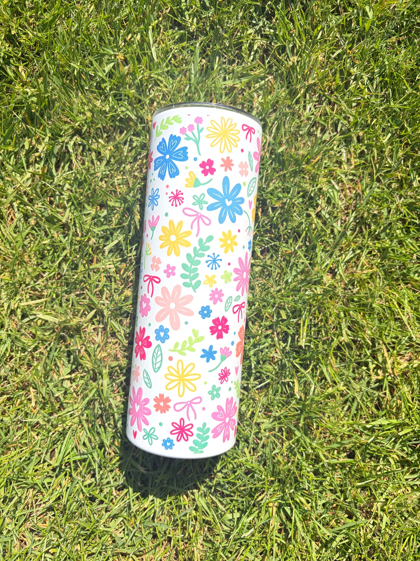 Floral 20oz Metal Tumbler with Lid & Straw | Hot & Cold Insulated