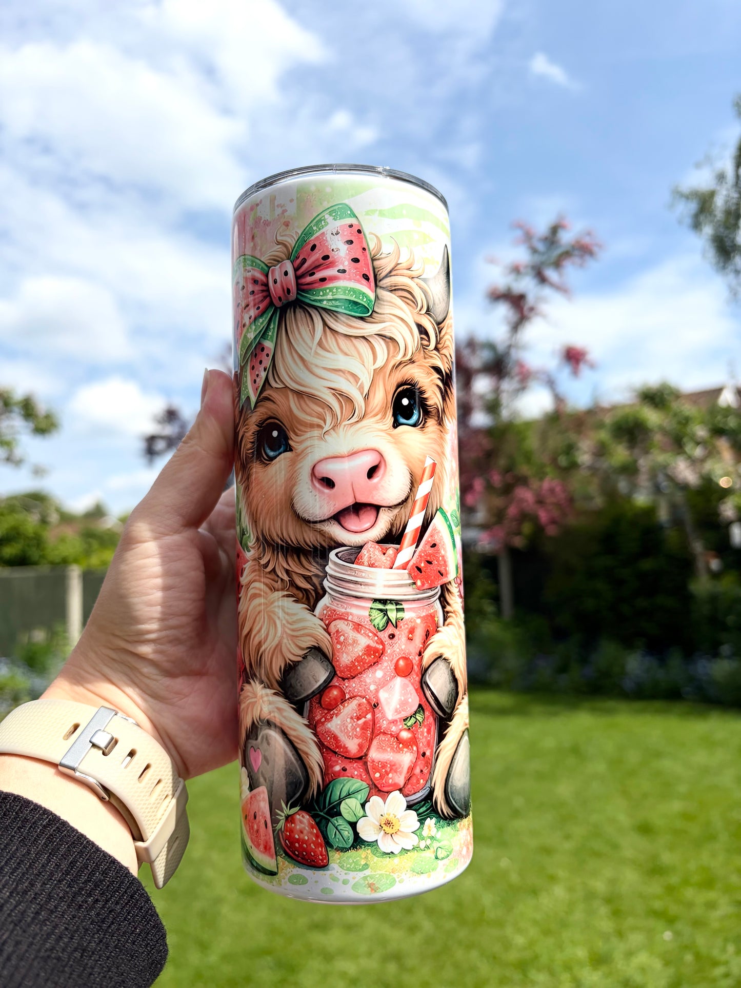 Highland Cow Insulated Tumbler 20oz – Cute Reusable Travel Cup with Lid & Straw