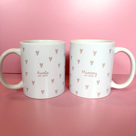 Personalised Mummy mug, love heart custom mug, customised new Mummy mug, new parent gift