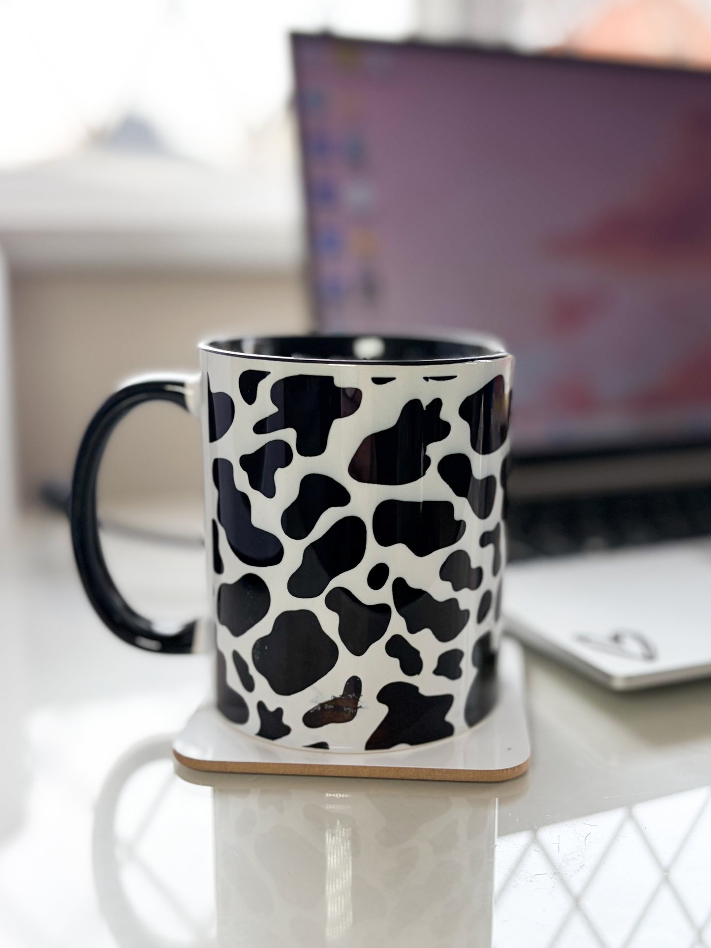 Cow Print Mug | 11oz Ceramic Coffee Mug | Rose & Bear