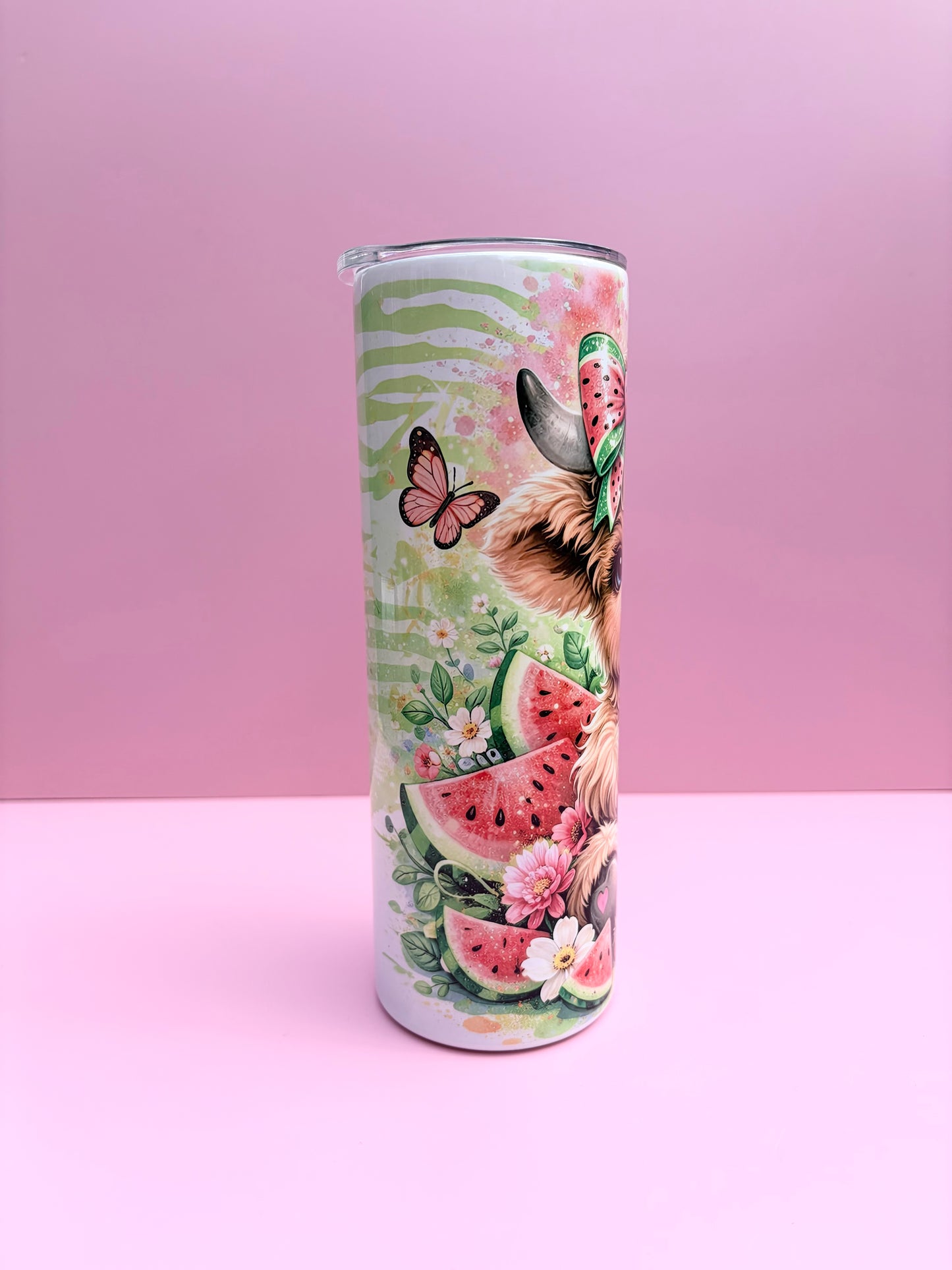 Highland Cow Insulated Tumbler 20oz – Cute Reusable Travel Cup with Lid & Straw