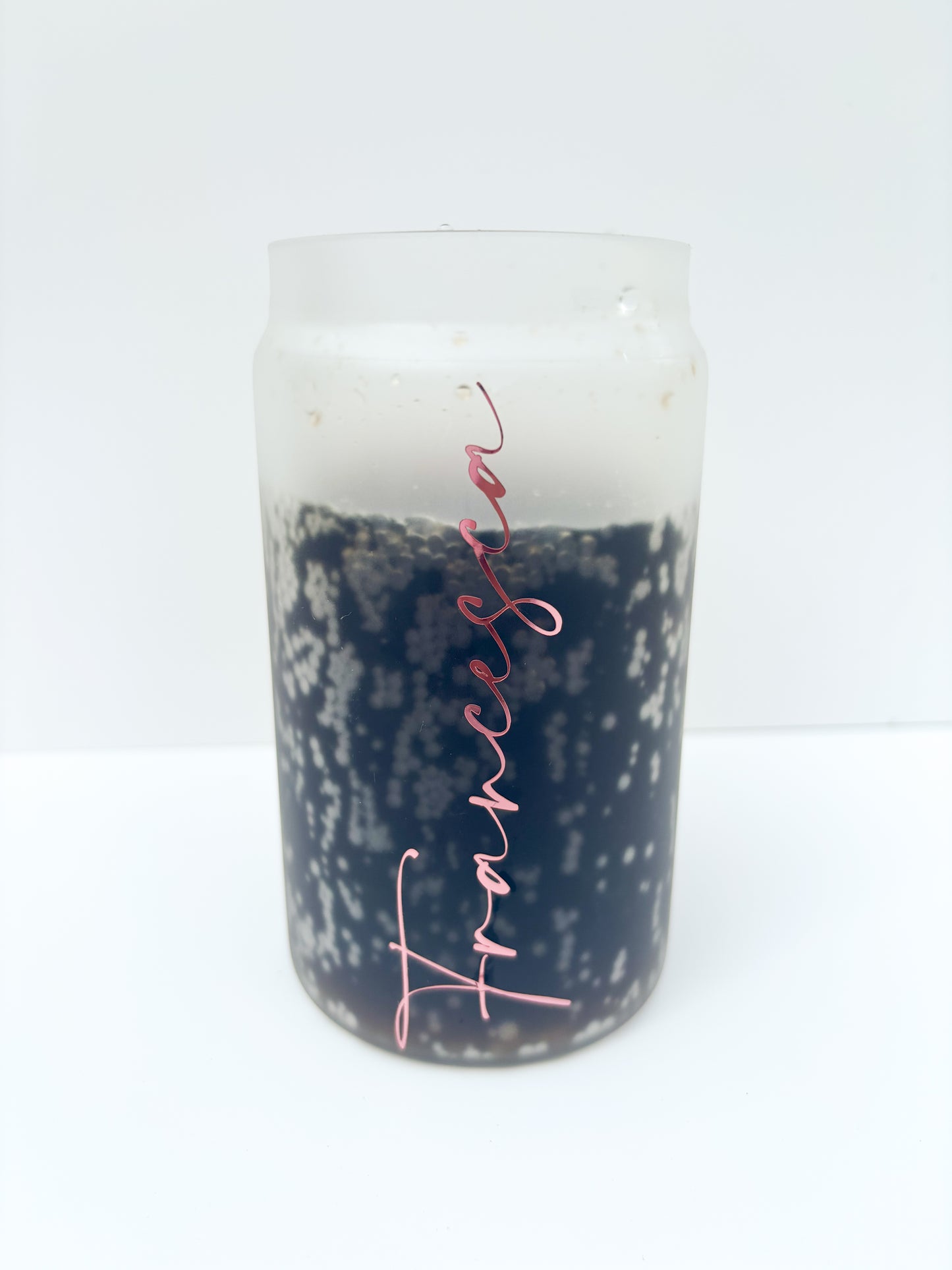 Personalised Glass Can - 16oz with Bamboo Lid & Straw