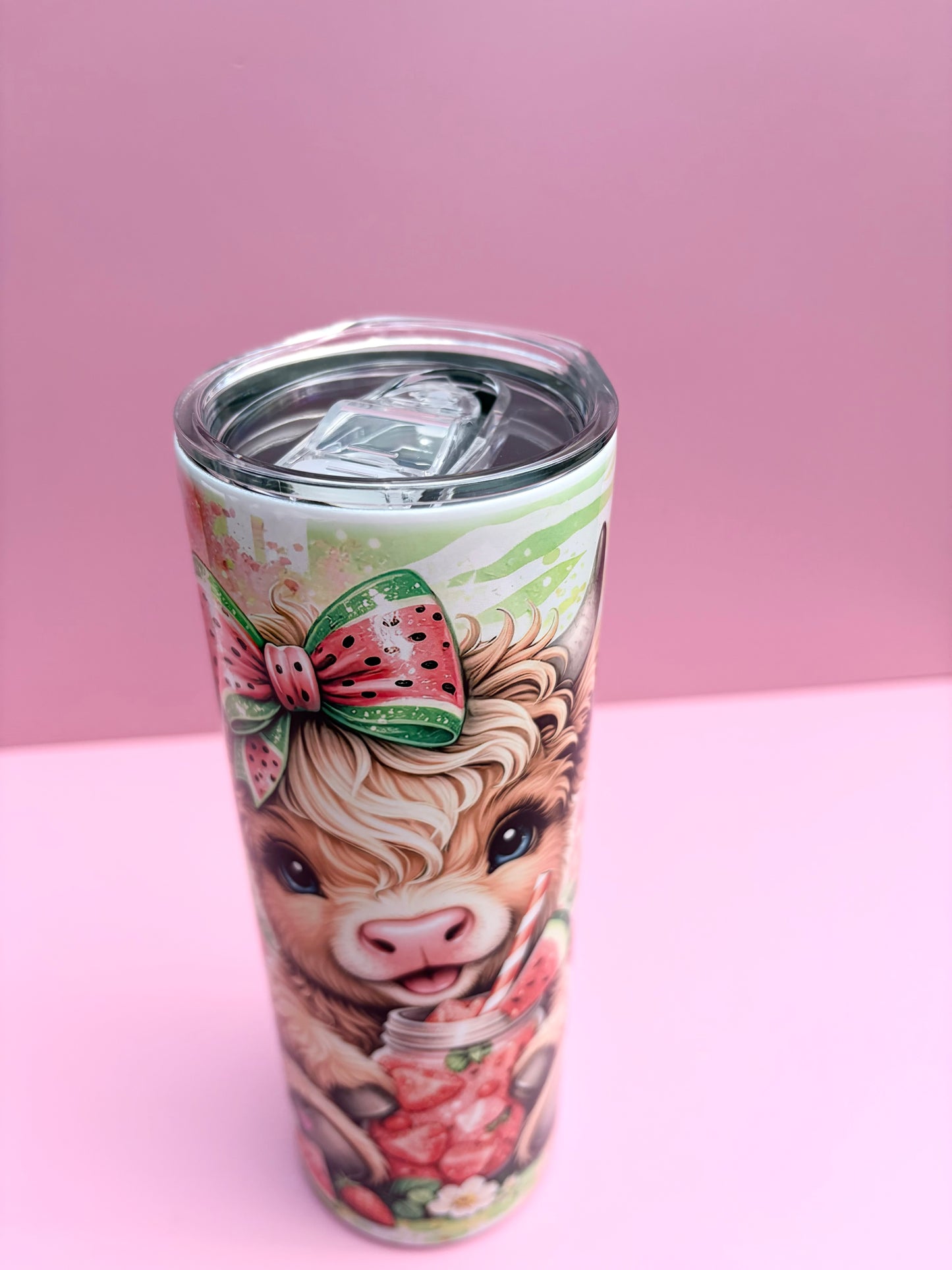 Highland Cow Insulated Tumbler 20oz – Cute Reusable Travel Cup with Lid & Straw