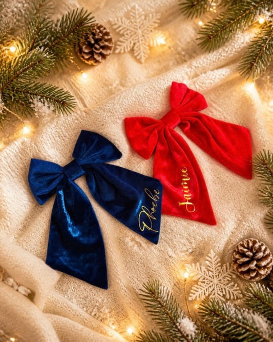 Personalised velvet hair bow