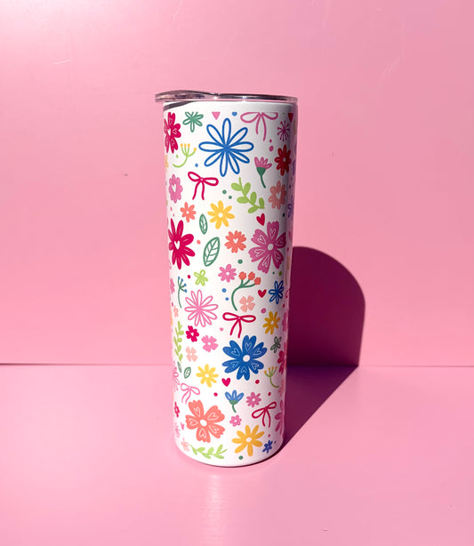 Floral 20oz Metal Tumbler with Lid & Straw | Hot & Cold Insulated