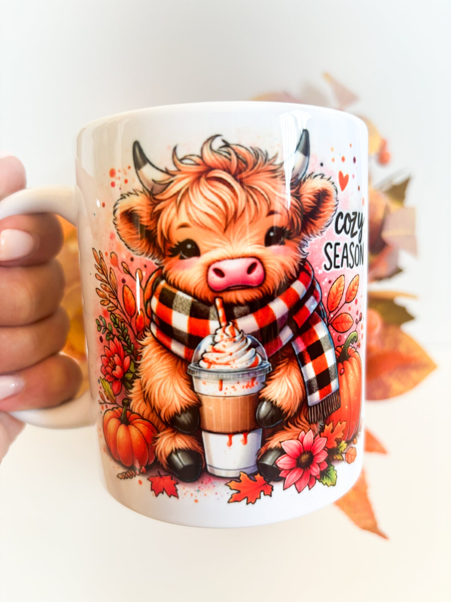 Cute Highland Cow Autumn Mug | 11oz Ceramic Coffee Mug