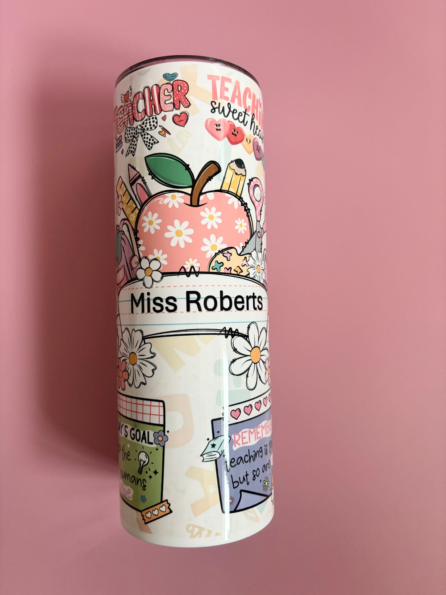 Personalised Teacher Tumbler 20oz - Custom Stainless Steel Travel Mug with Lid