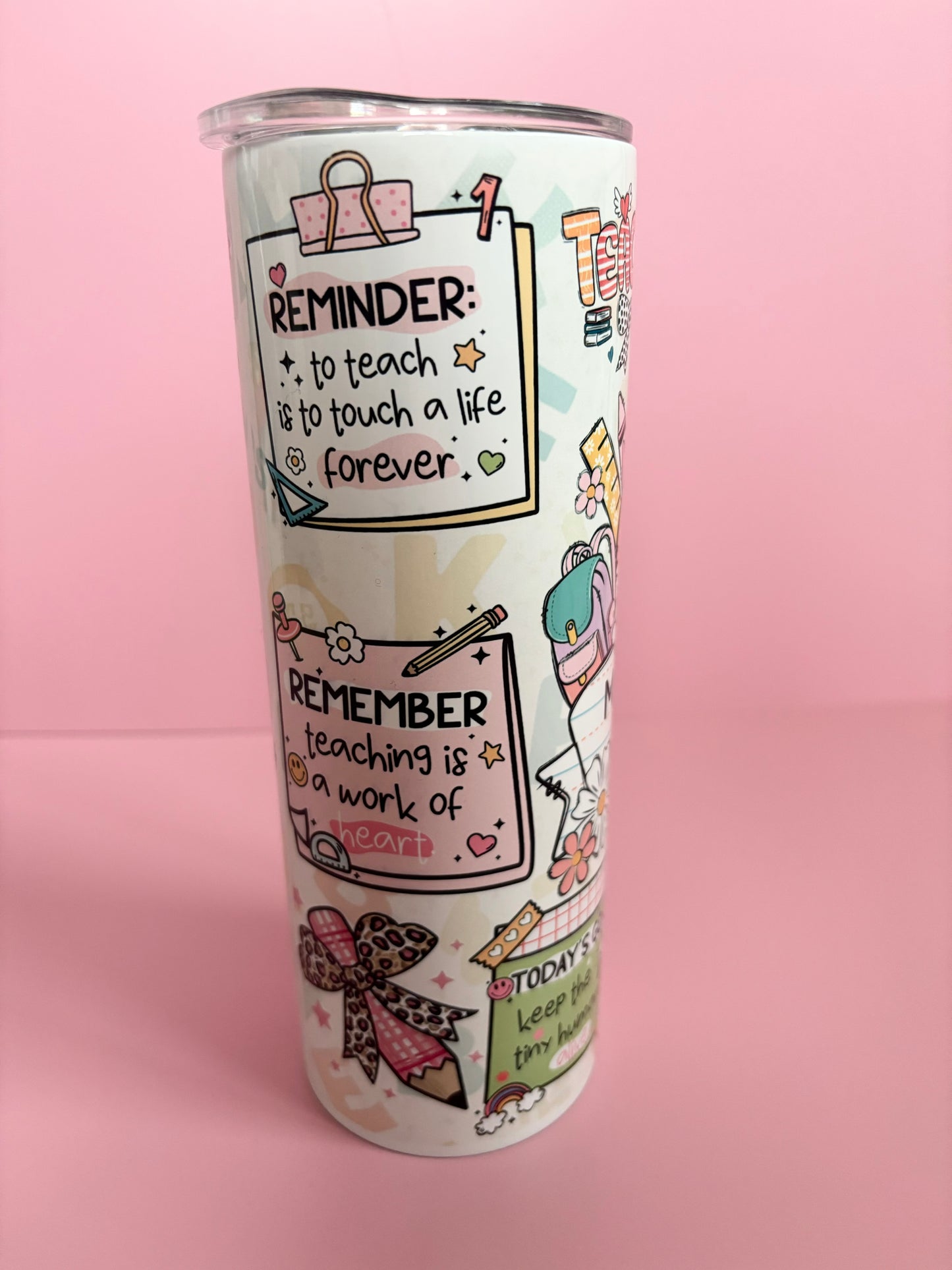 Personalised Teacher Tumbler 20oz - Custom Stainless Steel Travel Mug with Lid