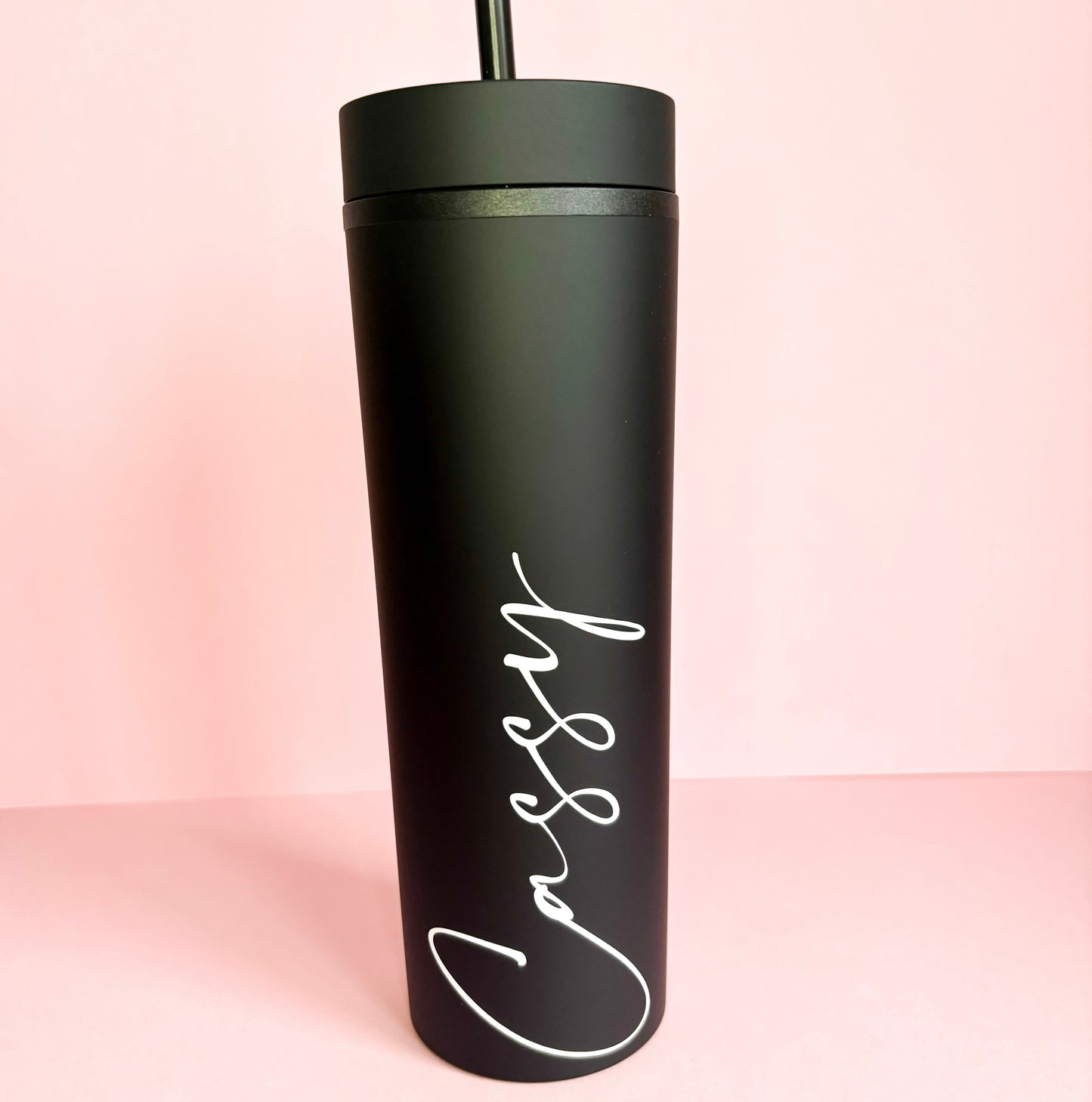 16oz Personalised Skinny Tumbler - Reusable Cup with Straw