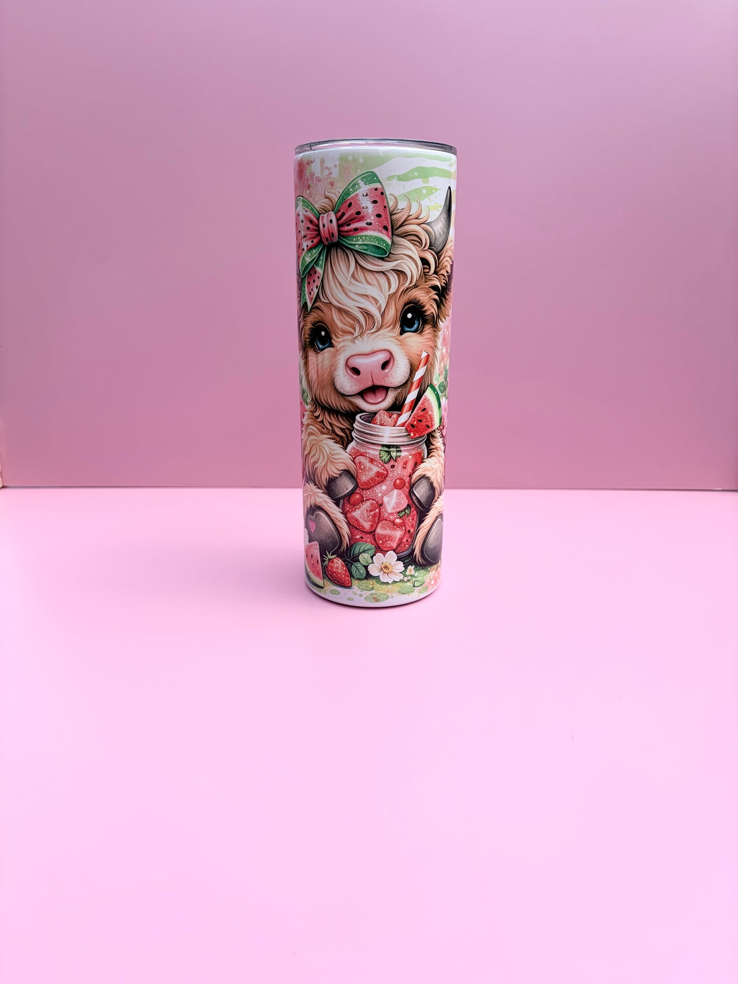 Highland Cow Insulated Tumbler 20oz – Cute Reusable Travel Cup with Lid & Straw
