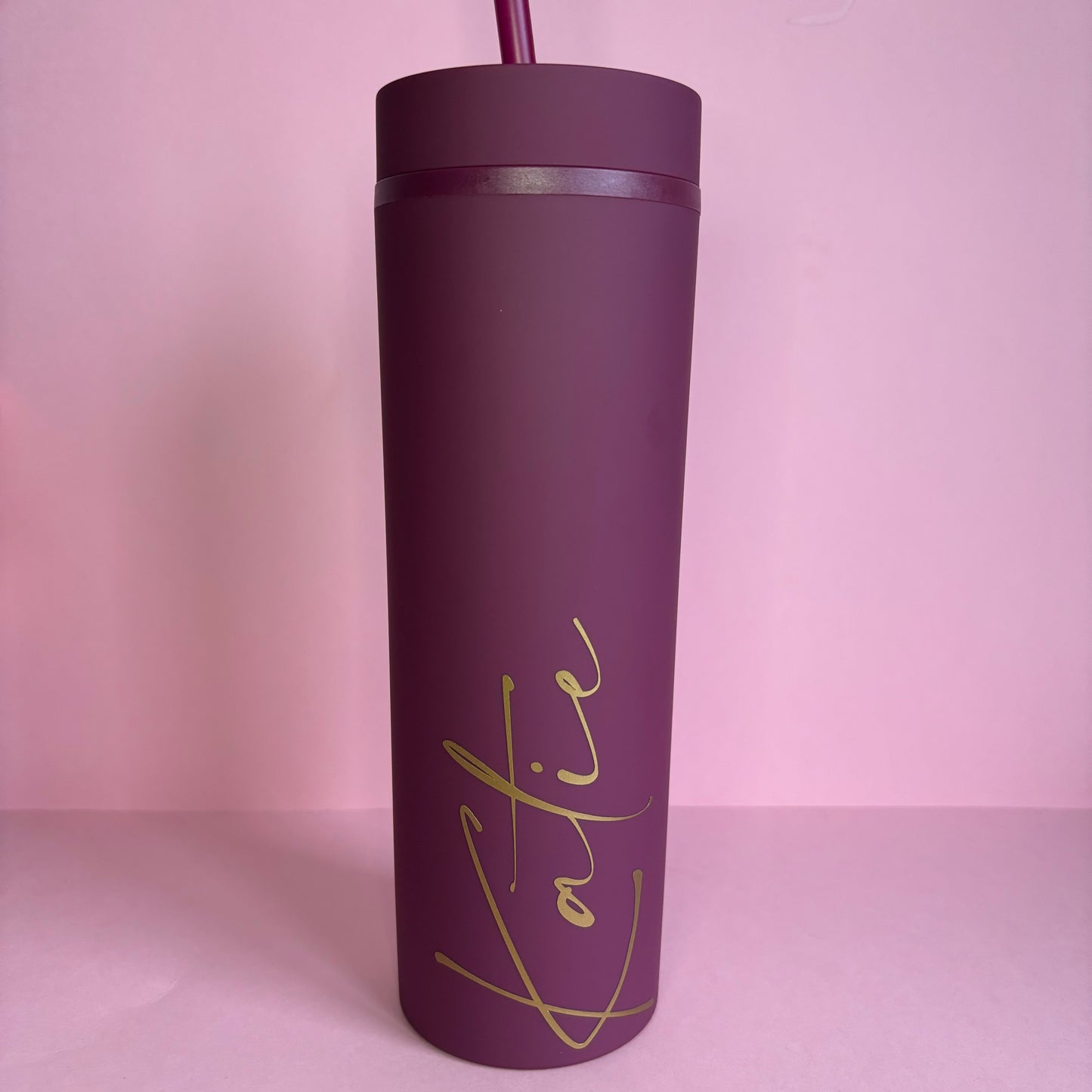 16oz Personalised Skinny Tumbler - Reusable Cup with Straw