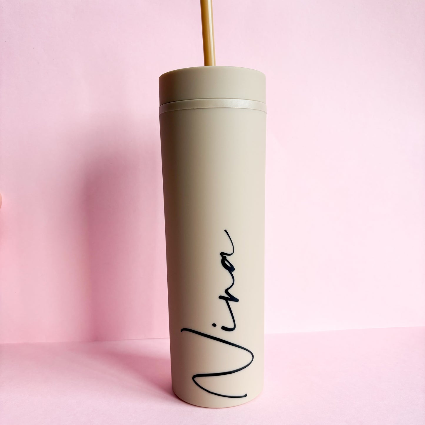 16oz Personalised Skinny Tumbler - Reusable Cup with Straw