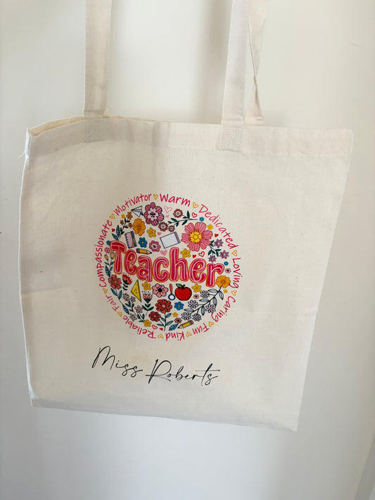 Personalised Teacher Tote Bag | Custom Gift for Teachers