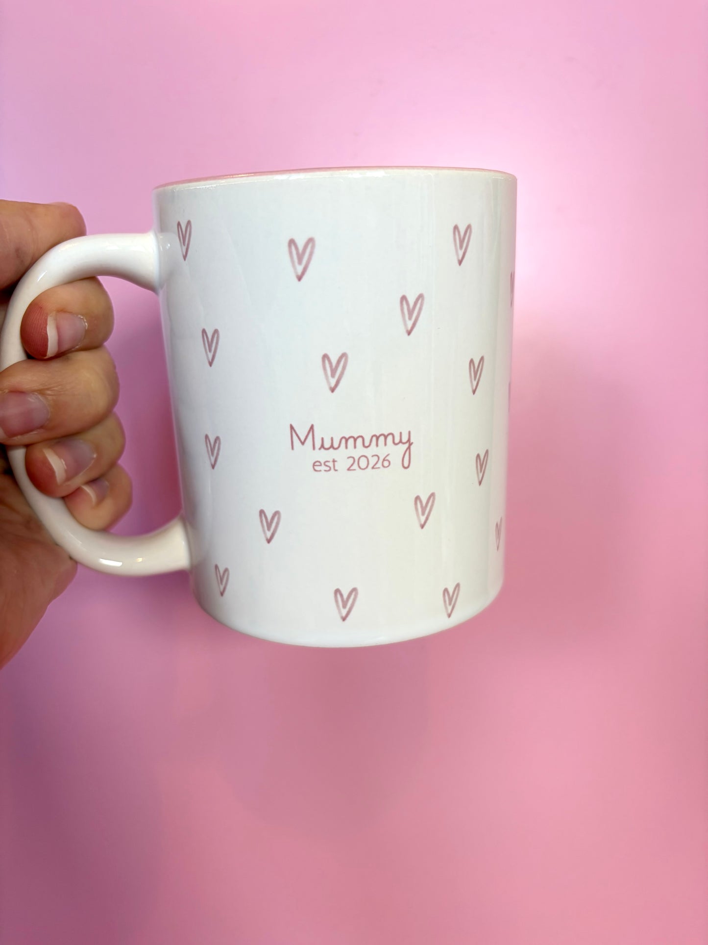 Personalised Daddy mug, love heart custom mug, customised new Daddy mug, new parent gift