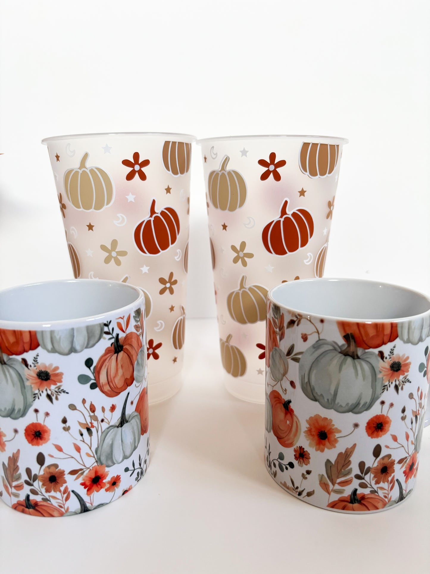 Autumn Pumpkins & Wildflowers Ceramic Mug | 11oz Watercolour Coffee Mug
