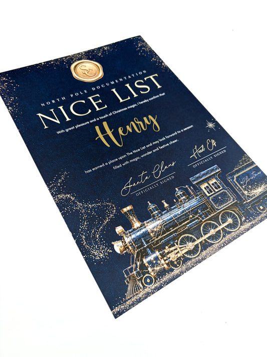 Personalised Christmas Nice List Letter – on A4 Card