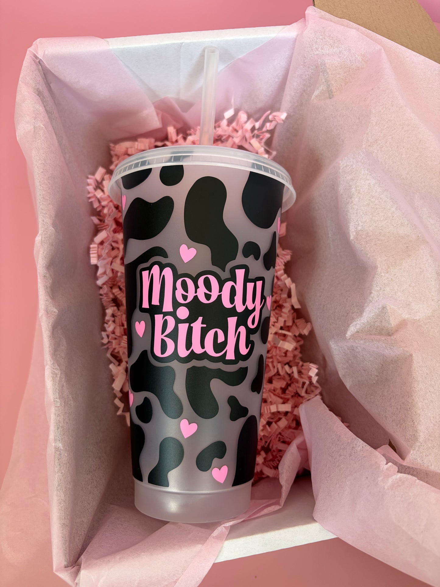 Moody B cow print cold cup