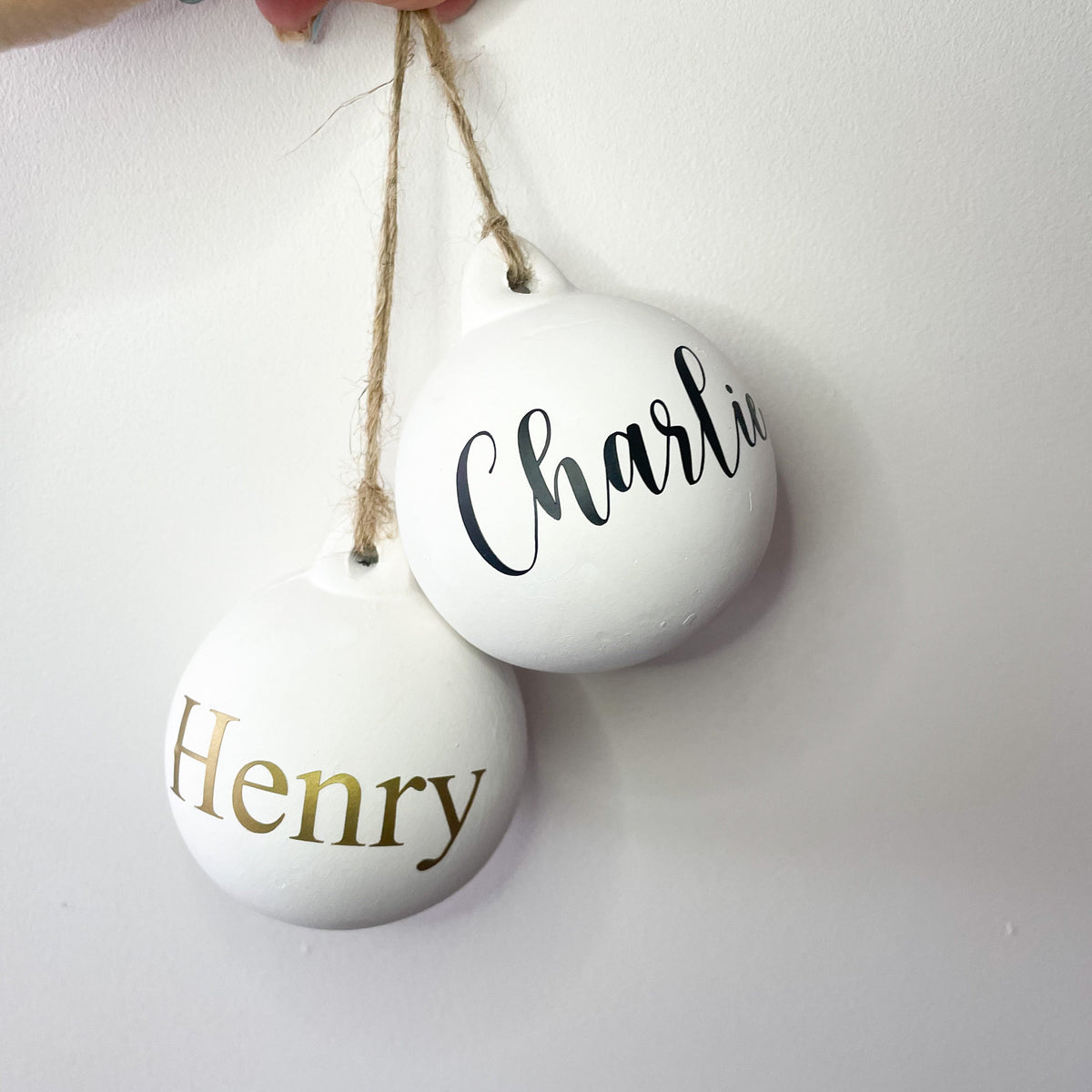 Personalised Christmas Bauble White, Christmas Tree Decoration, Hanging Christmas Tree Ornament, Personalised Christmas Decor, White bauble
