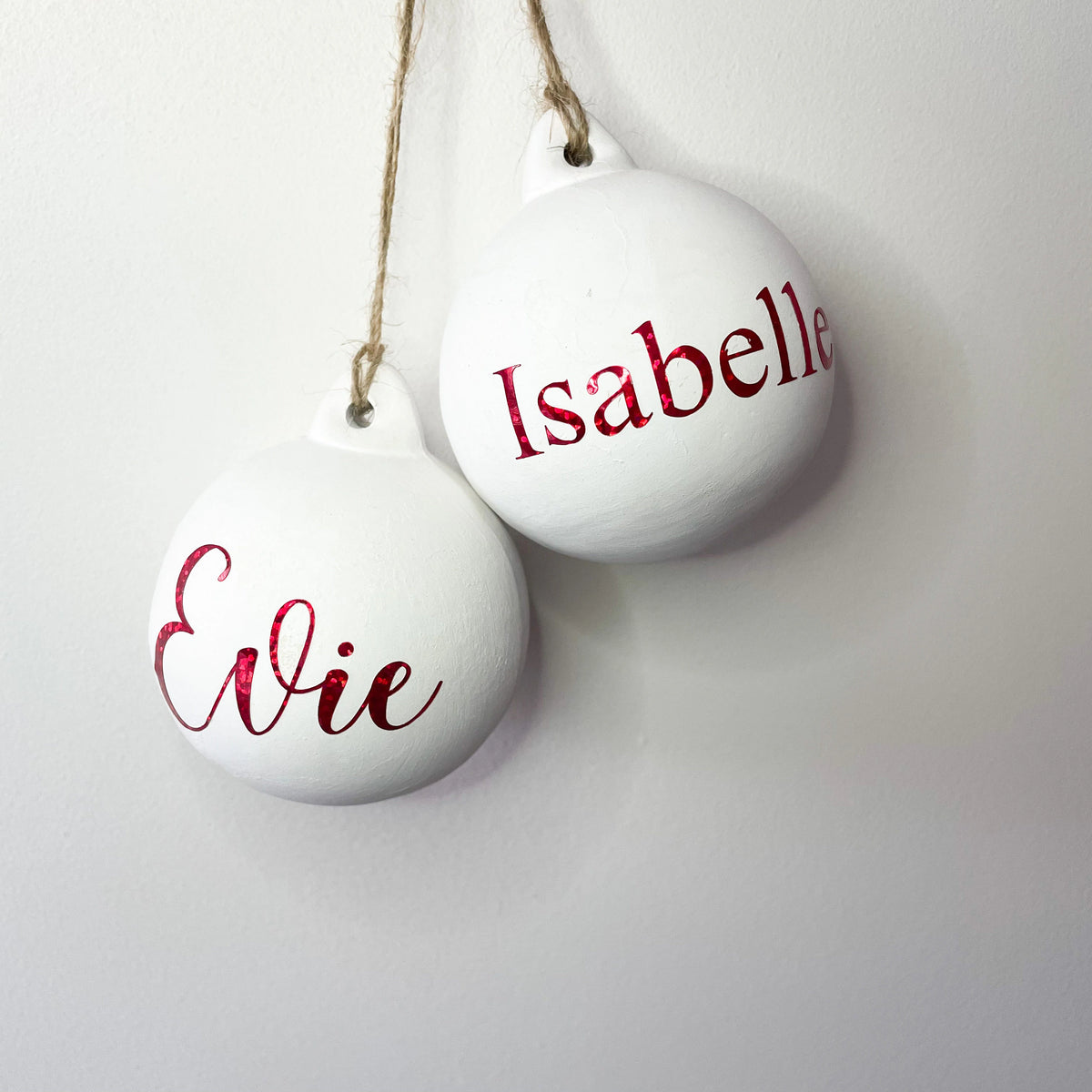 Personalised Christmas Bauble White, Christmas Tree Decoration, Hanging Christmas Tree Ornament, Personalised Christmas Decor, White bauble