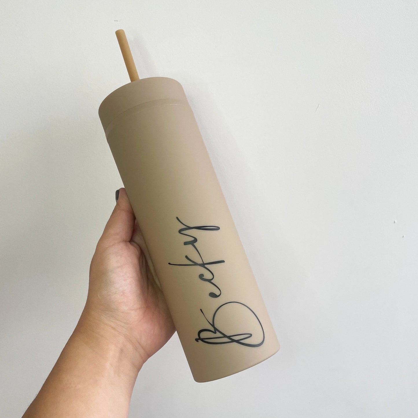 16oz Personalised Skinny Tumbler - Reusable Cup with Straw