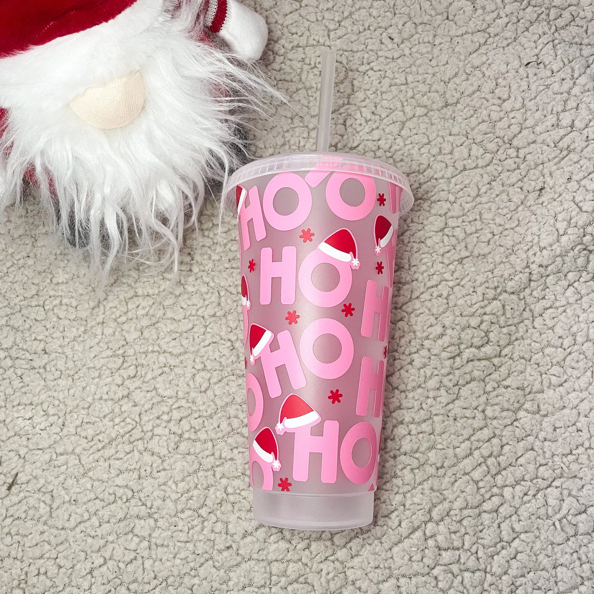 Christmas Cold Cup | 24oz Reusable Iced Coffee Cup with Lid & Straw – Rose & Bear