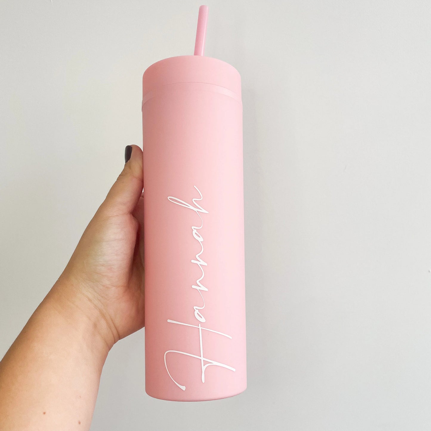 16oz Personalised Skinny Tumbler - Reusable Cup with Straw