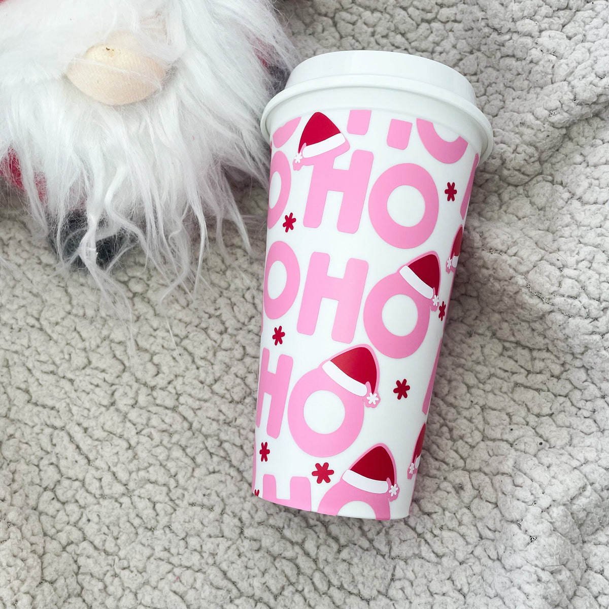 Christmas Santa Hat Reusable Coffee Cup | 16oz Travel Mug – Rose & Bear