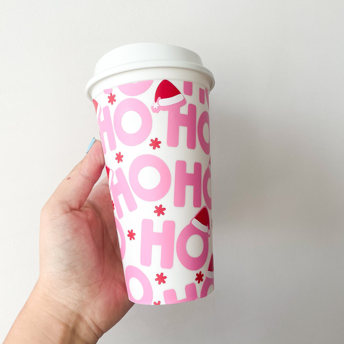 Christmas Santa Hat Reusable Coffee Cup | 16oz Travel Mug – Rose & Bear