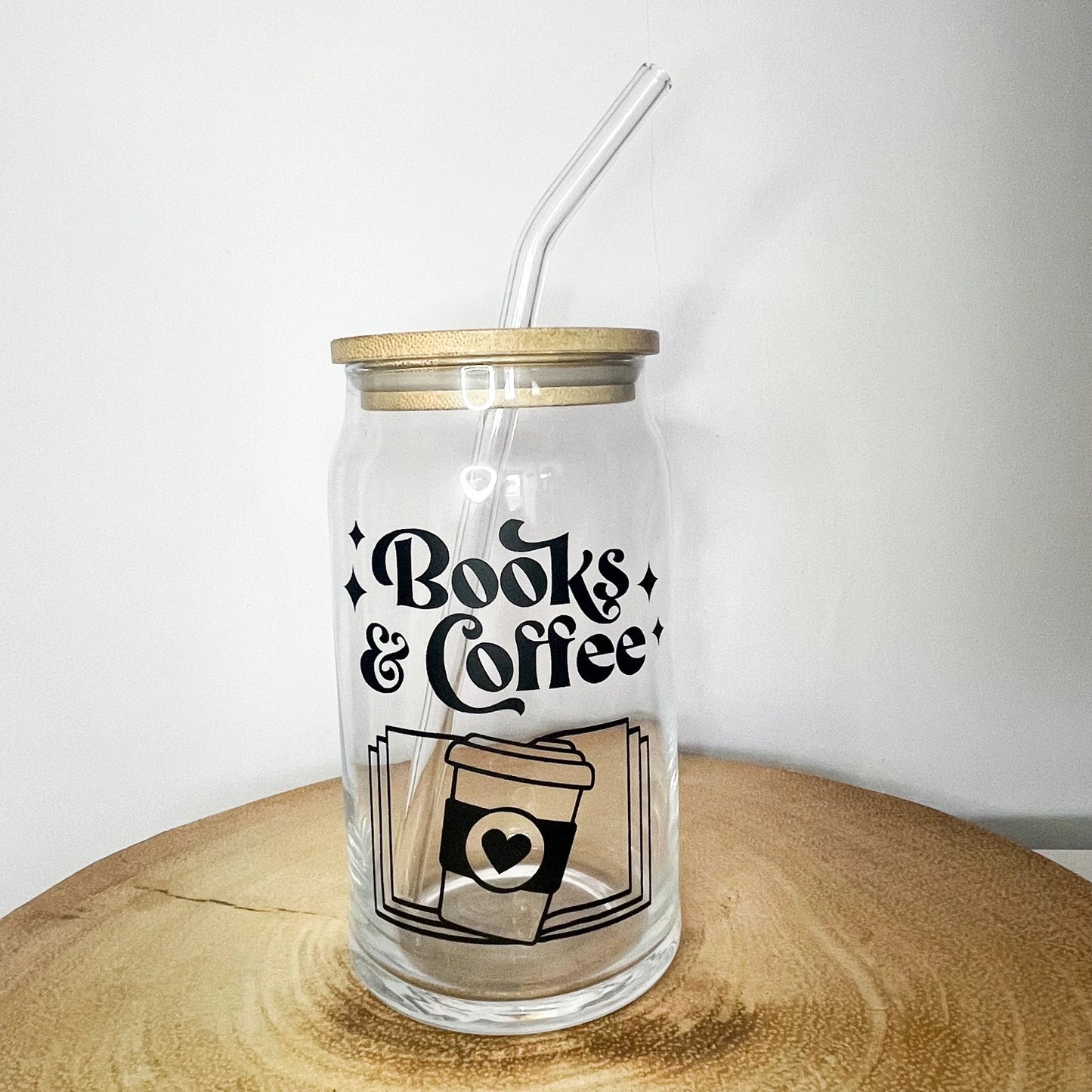 Book Lover's Glass Can - 16oz Coffee & Books Travel Mug