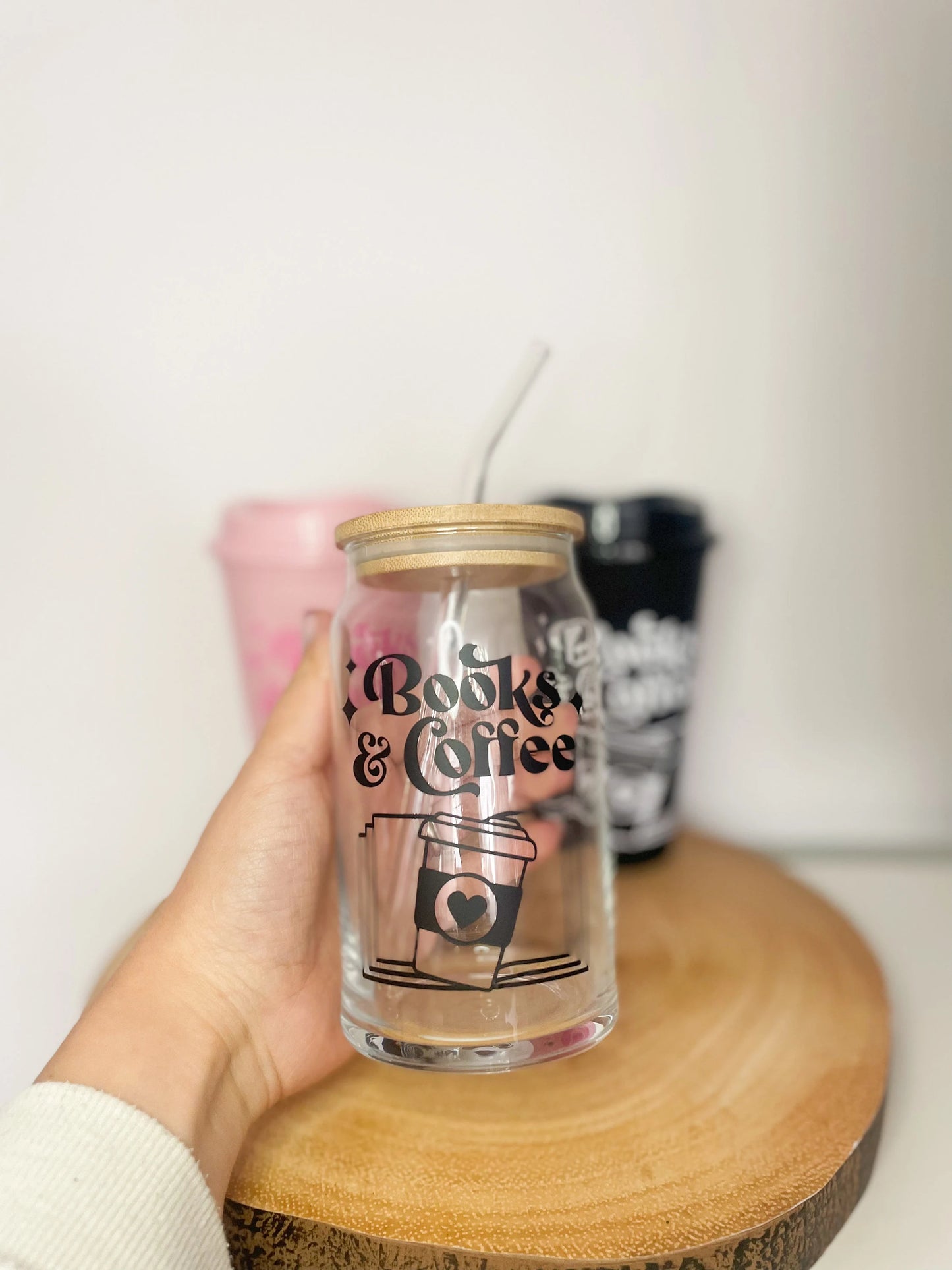 Book Lover's Glass Can - 16oz Coffee & Books Travel Mug