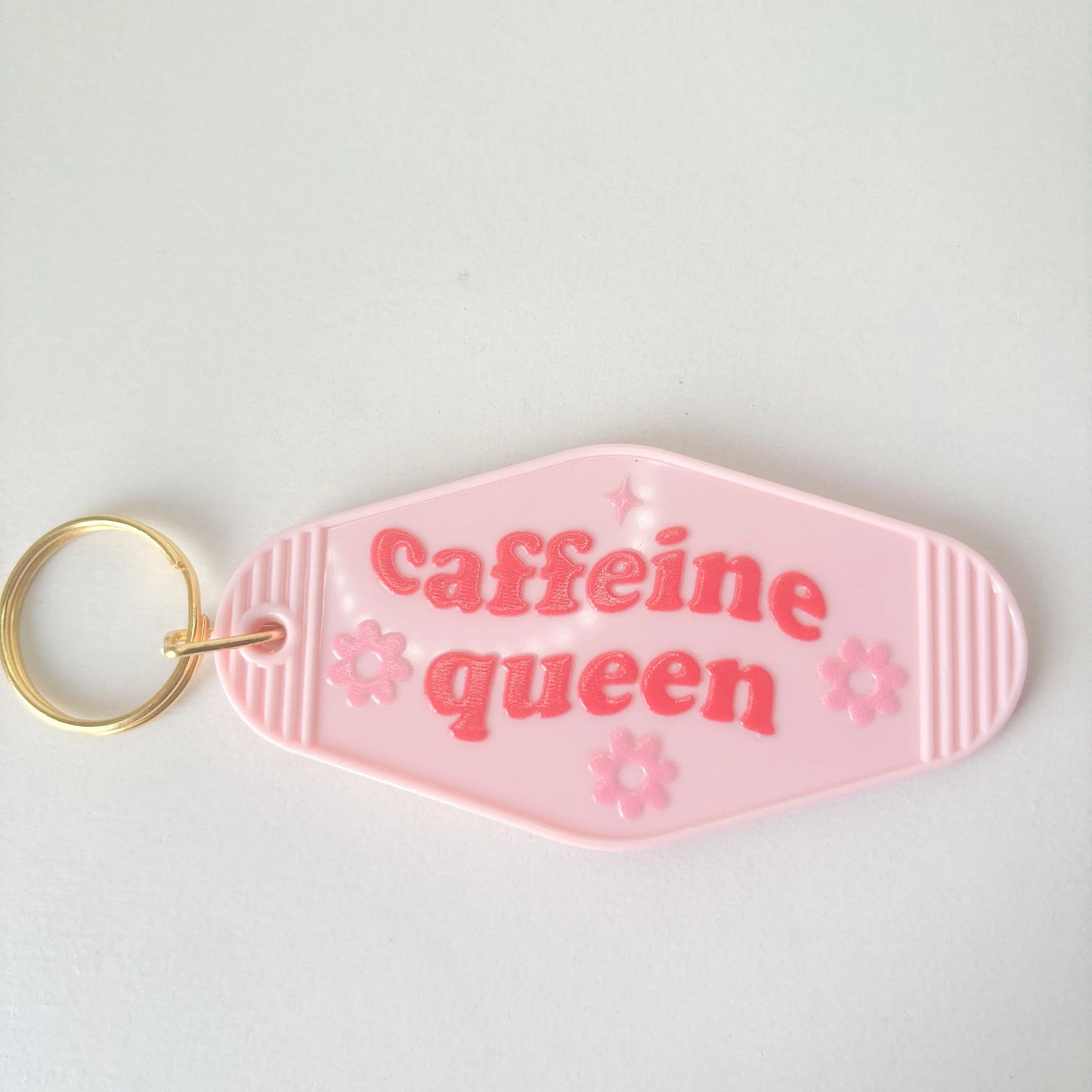 Caffeine Queen Keyring - Coffee Lover Motel Style Keychain