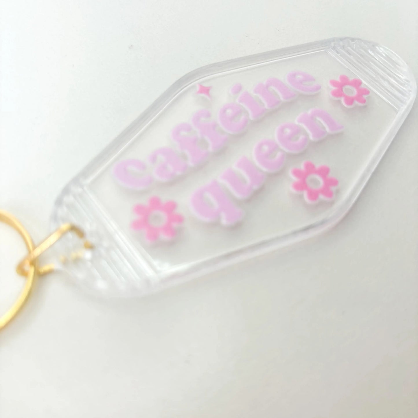 Caffeine Queen Keyring - Coffee Lover Motel Style Keychain