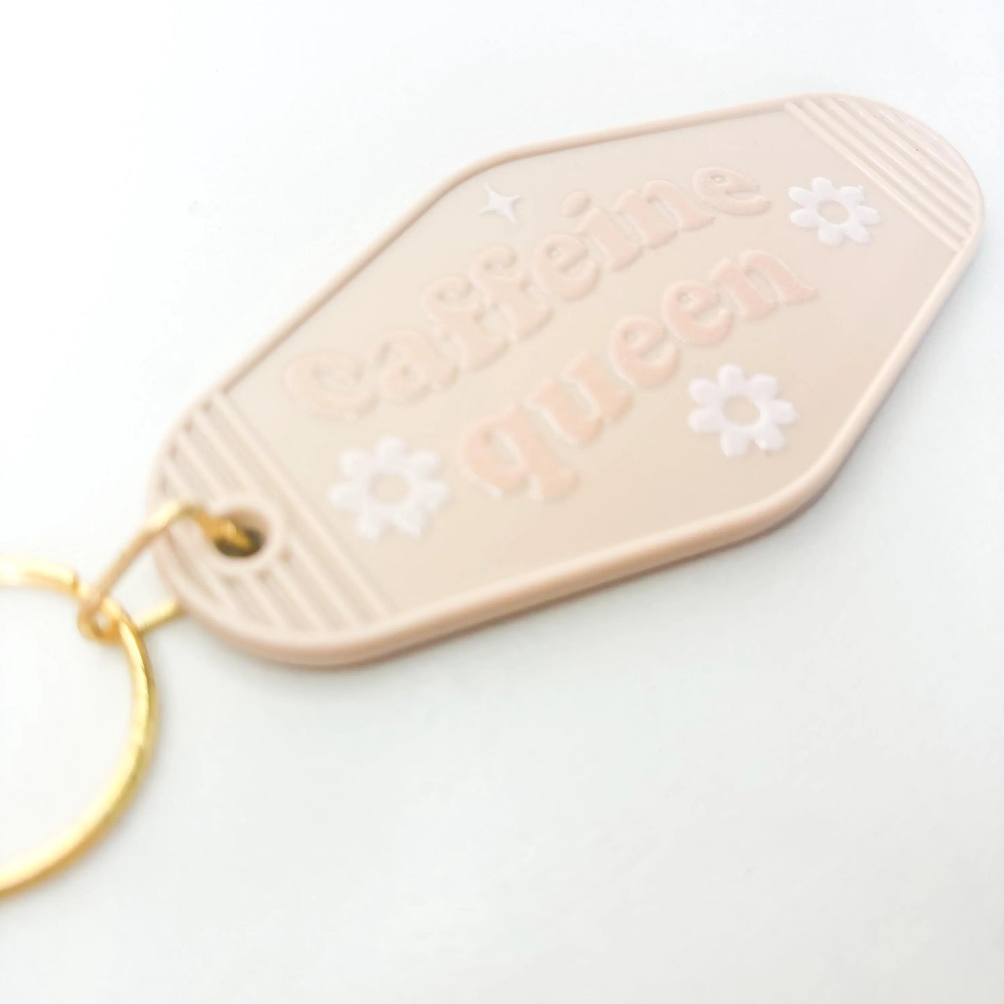 Caffeine Queen Keyring - Coffee Lover Motel Style Keychain
