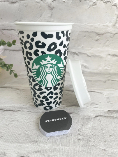 16oz Genuine Starbucks Leopard Print Cup
