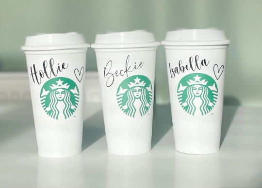 16oz Personalised Starbucks Cup - Reusable Hot Coffee Mug UK