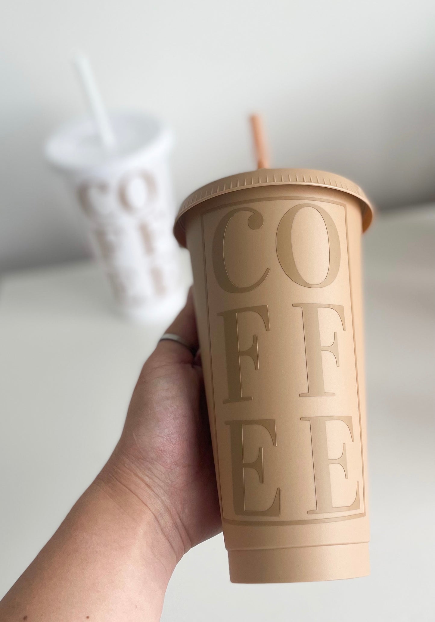 24oz Reusable Cold Coffee Cup with Lid and Straw