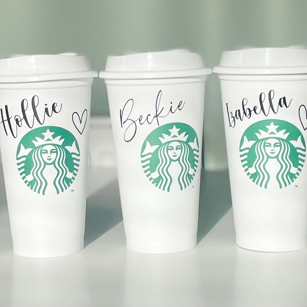 16oz Personalised Starbucks Cup - Reusable Hot Coffee Mug UK