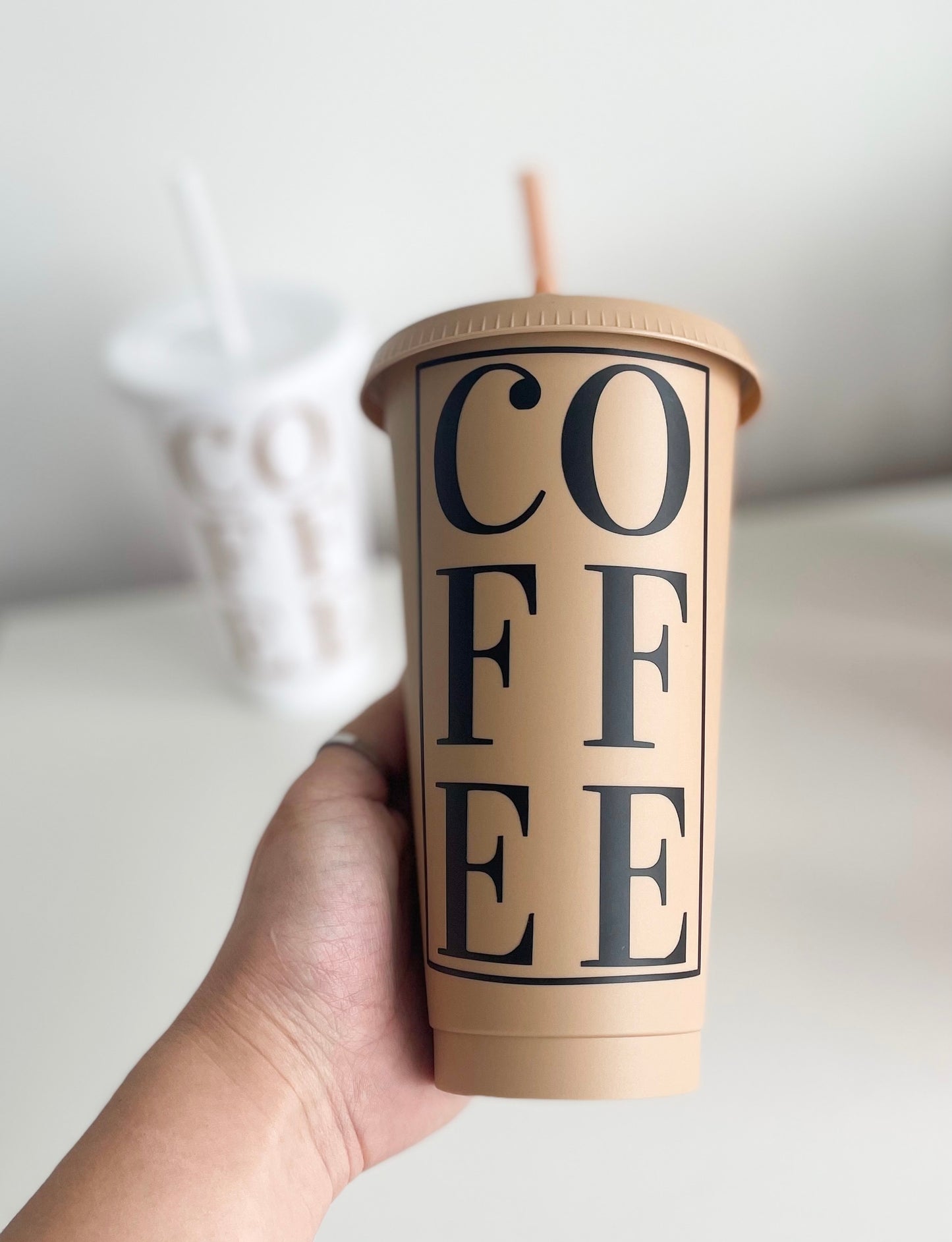 24oz Reusable Cold Coffee Cup with Lid and Straw