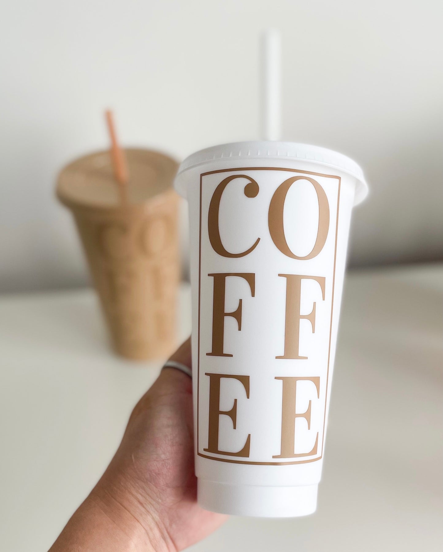 24oz Reusable Cold Coffee Cup with Lid and Straw